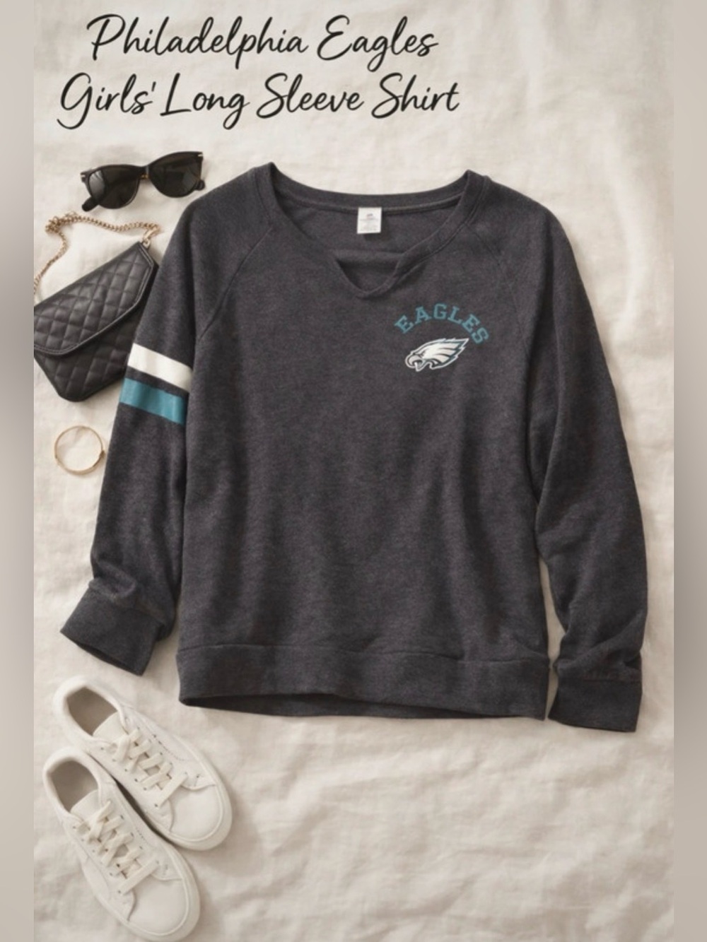 NFL Girls' Dark Gray & Teal Eagles Sweatshirt